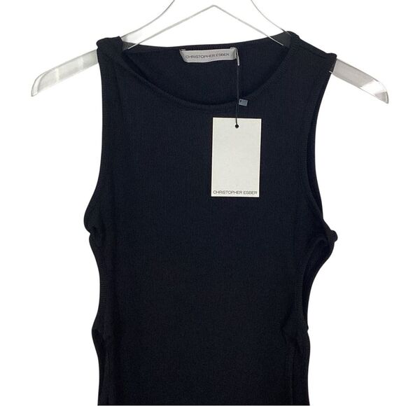 CHRISTOPHER ESBER NWT Size AU 10 US M Black Oblix Maxi Dress Cut Out Rib Knit - Picture 4 of 16